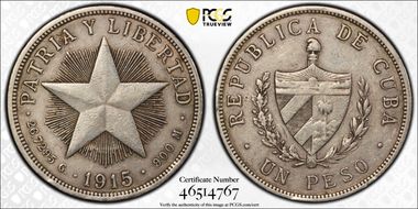 1915 Peso High Relief KM-15.1 N1