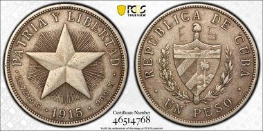 1915 Peso High Relief KM-15.1 N1