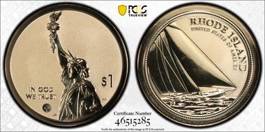 2022-S $1 American Innovation RI Rev PR Reliance Yacht PR69