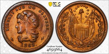 1863 CWT F-36/340a, Liberty/No Slavery N1BN
