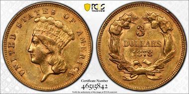 1878 $3 AU58