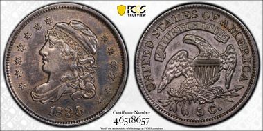 1835 H10C Large Date, Small 5C AU50