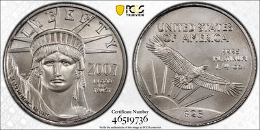 2007 $25 Statue of Liberty MS70