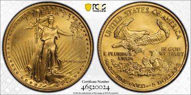 1987 $5 Gold Eagle MS70
