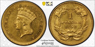 1858-S G$1 AU55
