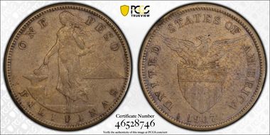 1907-S Peso XF45