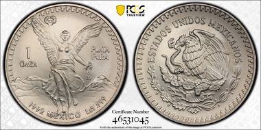1992-Mo Onza Libertad Ag MS69