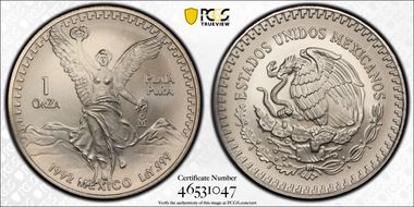 1992-Mo Onza Libertad Ag MS69