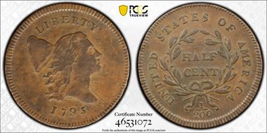 1795 1/2C Lettered Edge XF45BN