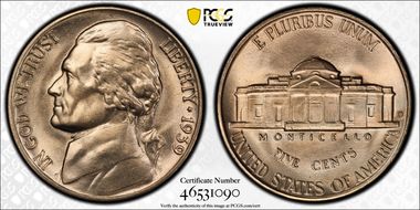 1939-D 5C Reverse of 1938 MS67