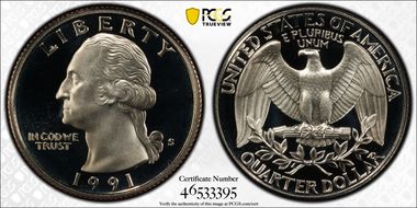 1991-S 25C PR69DCAM