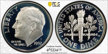 1992-S 10C Silver PR69DCAM
