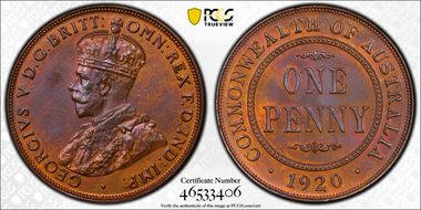 1920 //.  1D Dot below Indian obverse PR66RB