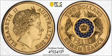 2019-C $2 Police Remembrance Colorized MS68