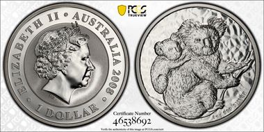 2008-P $1 Koala Ag Koala and Cub SP69