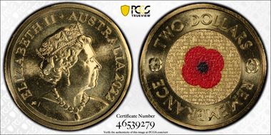 2022-C $2 Remembrance Day Colorized MS68