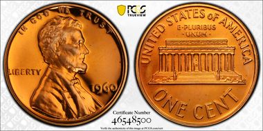 1960 1C Large Date PR67RD