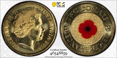 2018 $2 Remembrance Day Red Poppy 30th Ann. $2 Coin Colorized MS67
