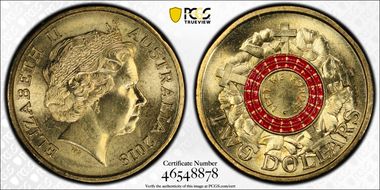 2018 $2 Lest We Forget - War Graves 30th Ann. $2 Coin Colorized MS66