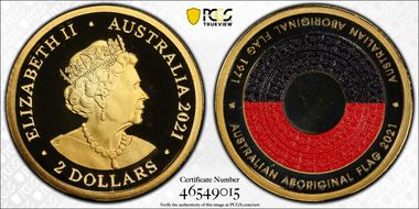 2021 $2 50th Ann Aboriginal Flag Colorized PR69DCAM