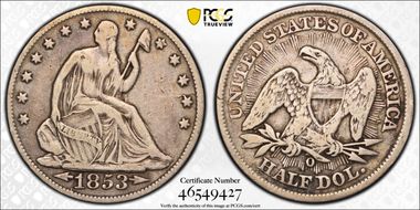 1853-O 50C Arrows and Rays VF20