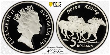 1996 $5 Horse Racing PR70DCAM