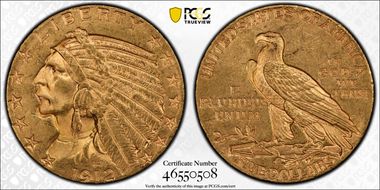 1912-S $5 MS62