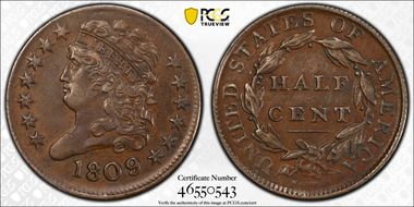 1809/6 1/2C C-5, 9 Over Inverted 9 XF45BN