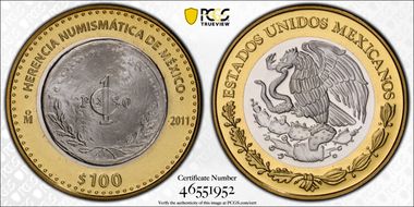 2011-Mo 100 P 1913 Parral Bolita Peso Numismatic Heritage PL69