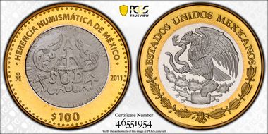 2011-Mo 100 P SUD 8 Reales Numismatic Heritage PL69