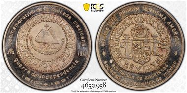 1974-Mo Medal Numismatic Society Ag 1810 8R Zacatecas SP65