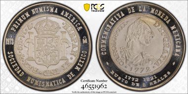 1973-Mo Medal Numismatic Society Ag 1772 8 real SP66