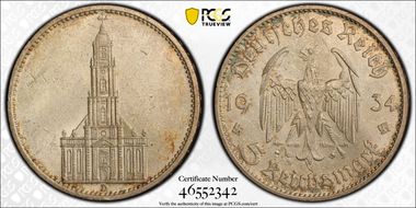 1934-D 5 Mk Potsdam N/D J-357 MS63