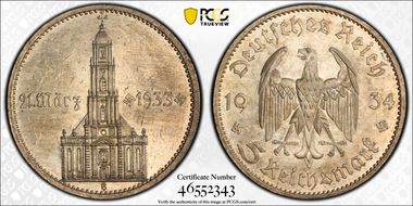 1934-G 5 Mk Potsdam w/Date J-356 MS62