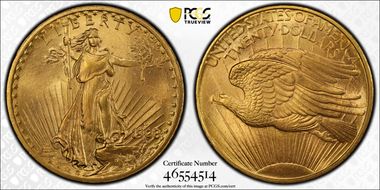 1908-D $20 No Motto MS65