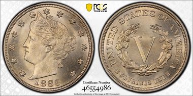 1883 5C No CENTS MS67+