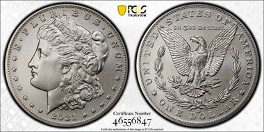 2021-CC Privy $1 Morgan Dollar 100th Anniversary MS70