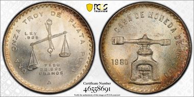 1980/9-Mo Onza KM-M49b.5  Ag MS66