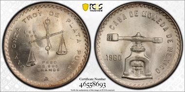 1980/79-Mo Onza KM-M49b.5 Ag MS66