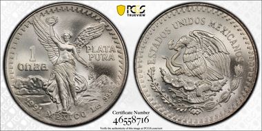 1991-Mo Onza Libertad Ag T1 - PLATA PURA MS69