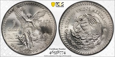 1986-Mo Onza Libertad Ag MS69