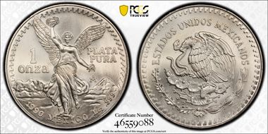 1990-Mo Onza Libertad Ag MS68