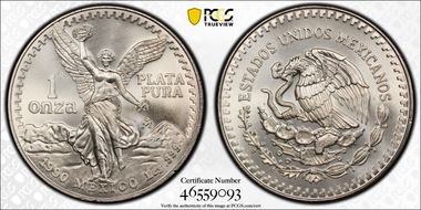 1990-Mo Onza Libertad Ag MS68