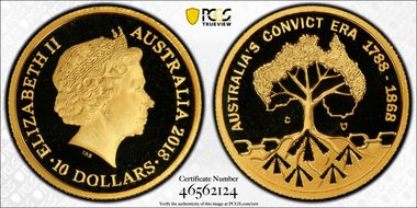 2018-C $10 Convict Era 1788-1868 PR69DCAM