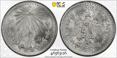 1934-M Peso KM-455  Ag MS66
