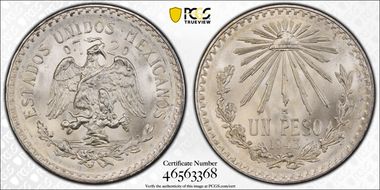 1943-M Peso KM-455 Ag MS67+ 