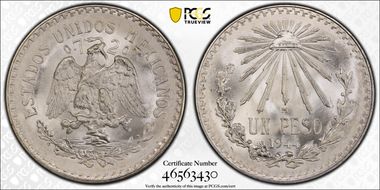 1944-M Peso KM-455 Ag MS67