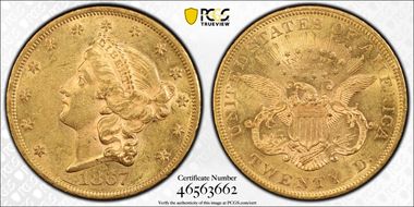 1867 $20 AU58