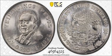 1972-Mo 25 Peso Juarez KM-480  Ag MS66