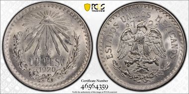 1920-M Peso KM-455  Ag MS64